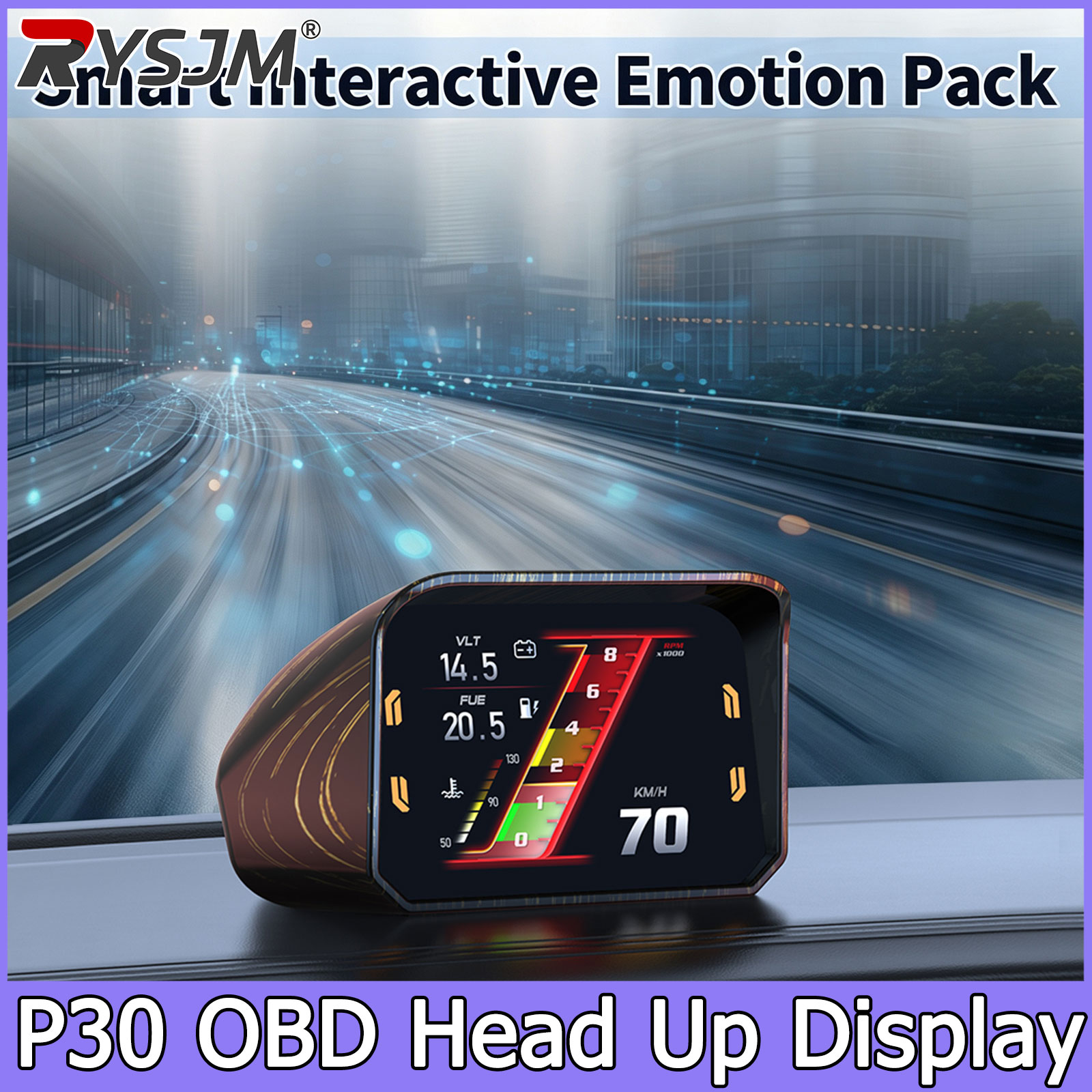 Hud Obd2 Multi Function Alarm - P30 Speedometer RPM Meter HUD OBD2