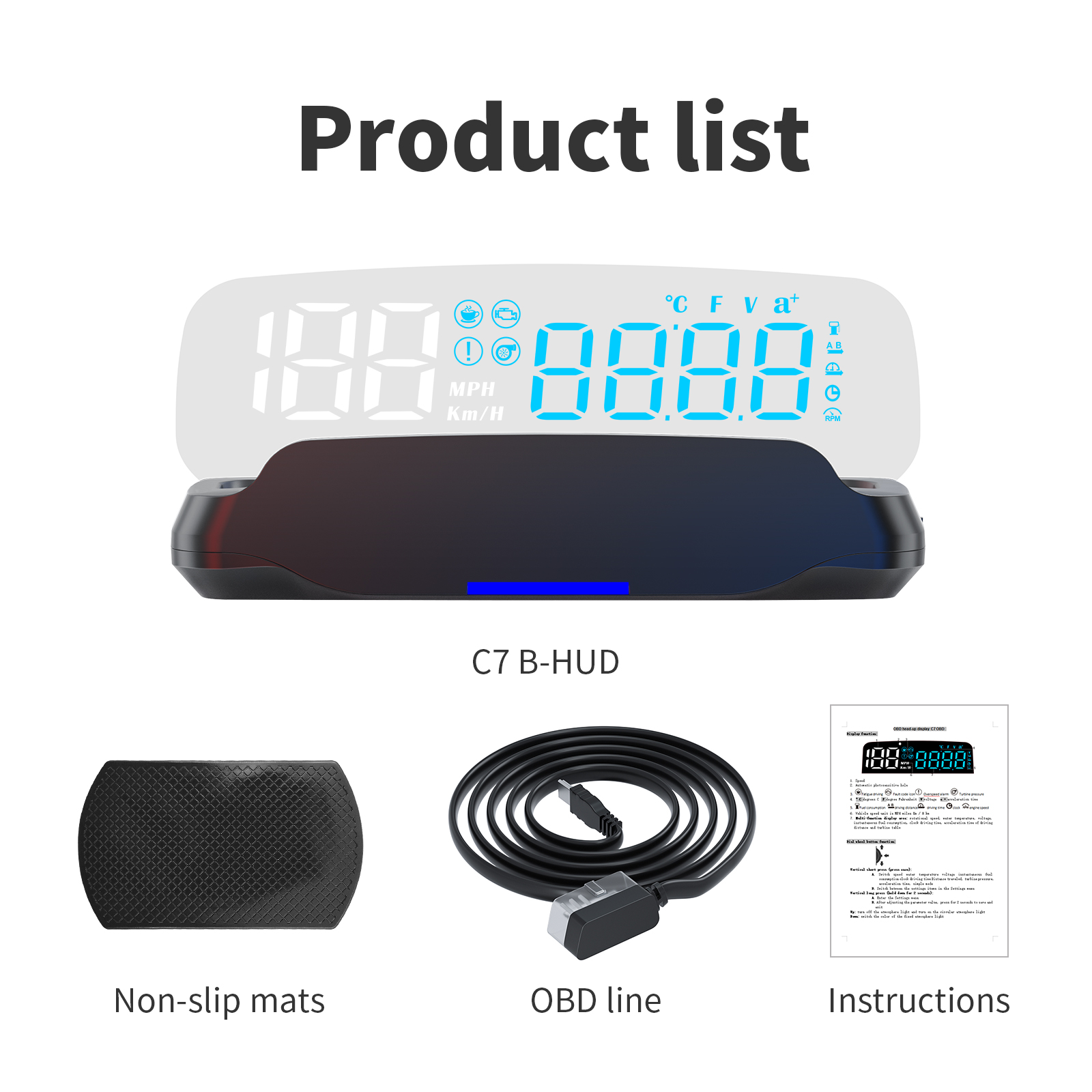 C7B OBD2 HUD Car Head Up Displ - огляд і ціна Obd2 Hud Speedometer Projector