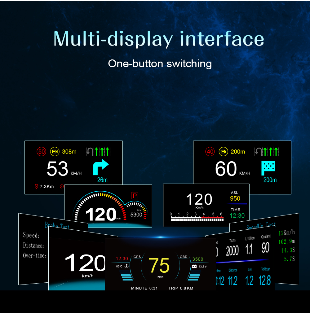 For All Car 5inch Multifunctio - огляд і ціна Hud Obd2 Multi Function Alarm