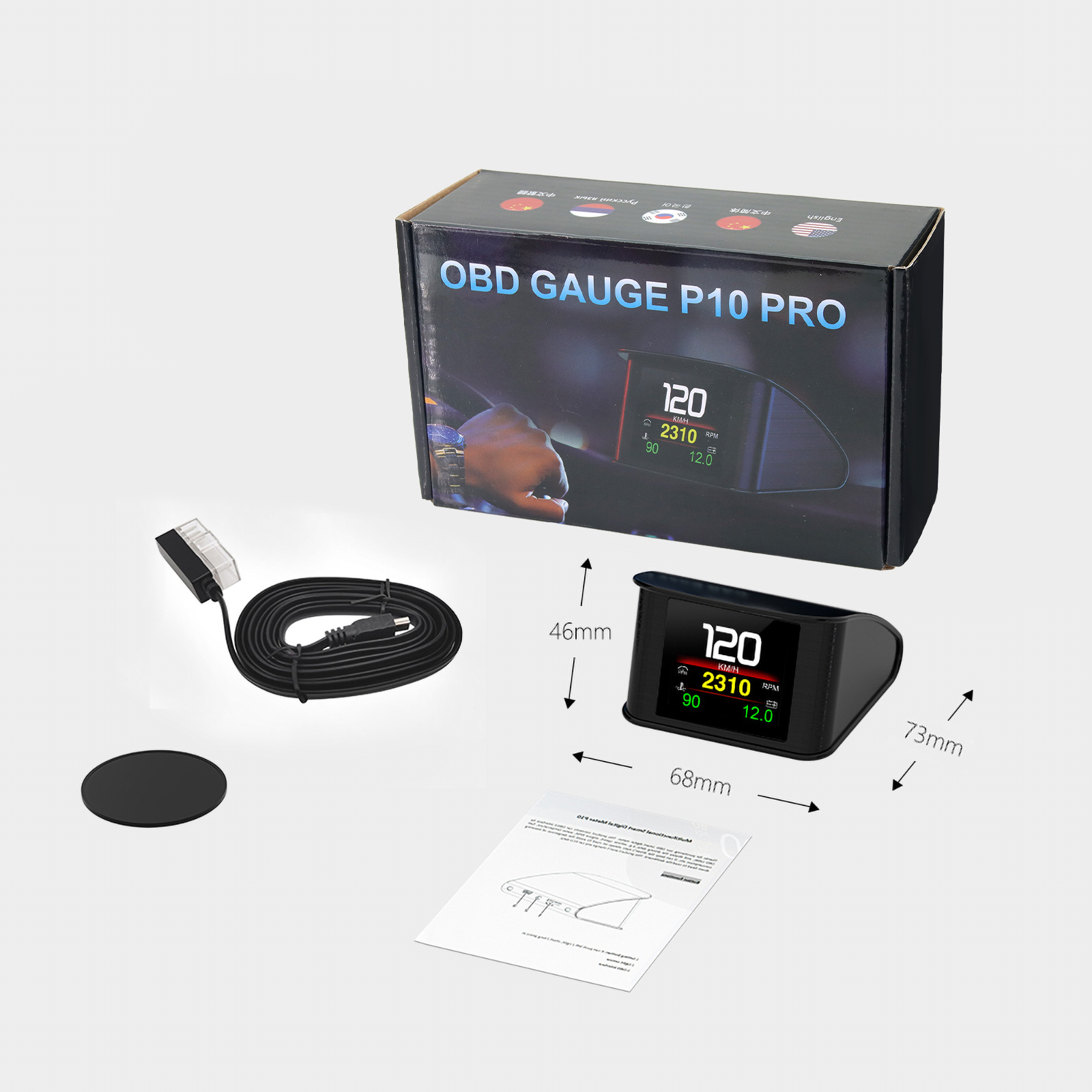 HD P10-PRO OBD2 HUD Car Head U - огляд і ціна Obd2 Hud Speedometer Projector