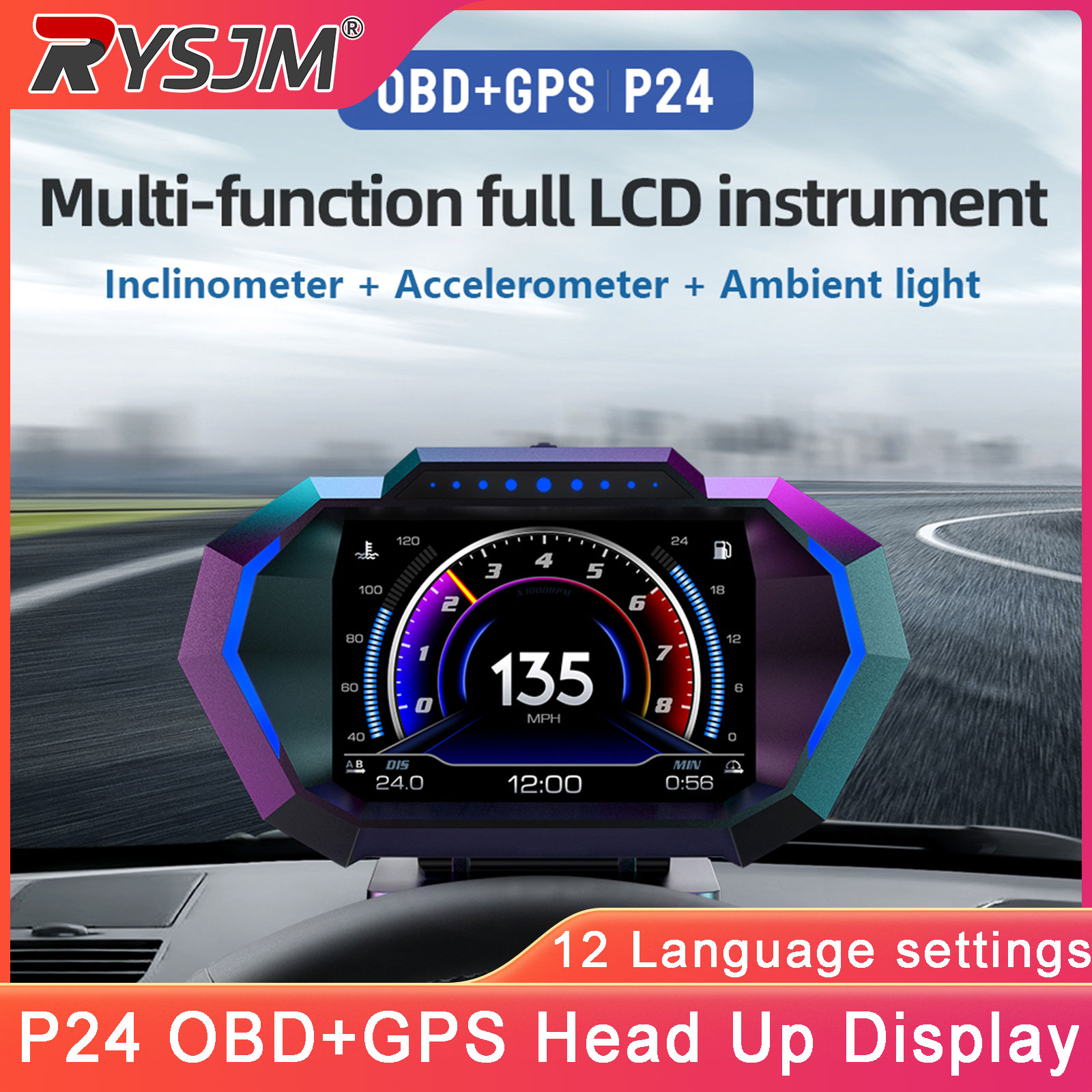 P24 Car OBD+GPS Head Up Displa - огляд і ціна Car Heads Up Display Navigation