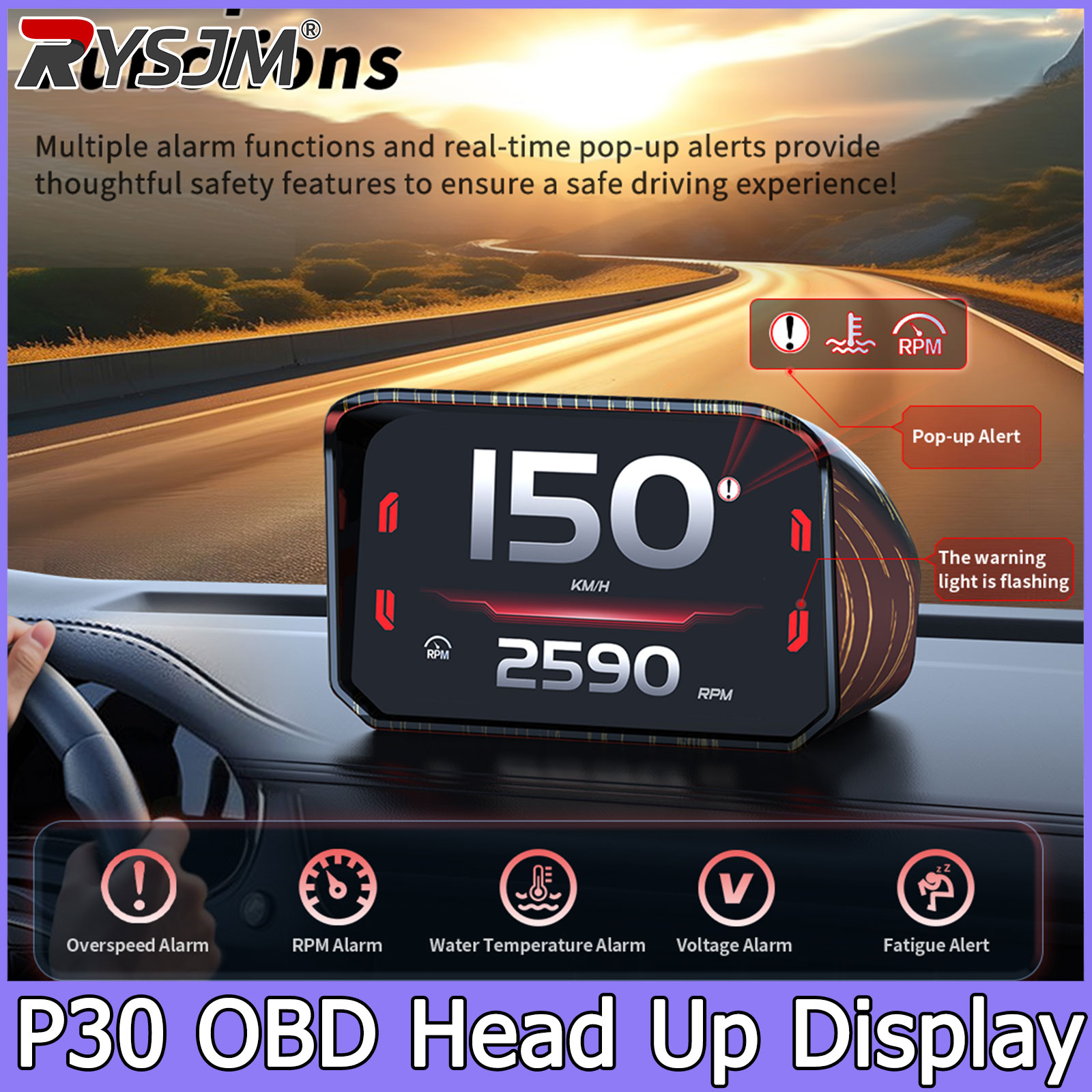 P30 Speedometer RPM Meter HUD  - огляд і ціна Hud Obd2 Multi Function Alarm