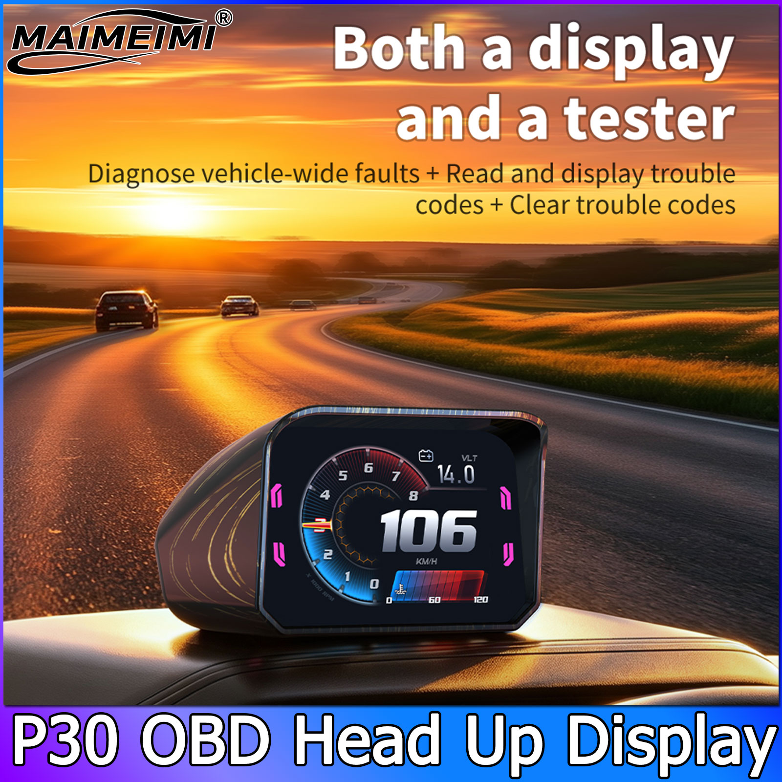 P30 Speedometer RPM Meter HUD  - огляд і ціна Hud Obd2 Multi Function Alarm