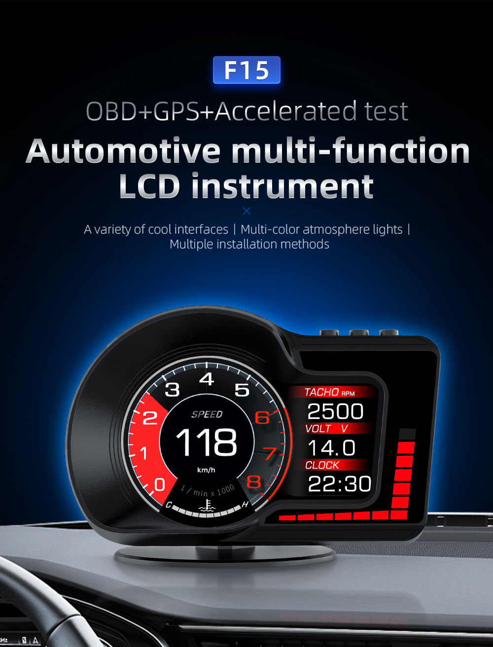 Hot Selling Multi-Language F15 - огляд і ціна Hud Obd2 Multi Function Alarm