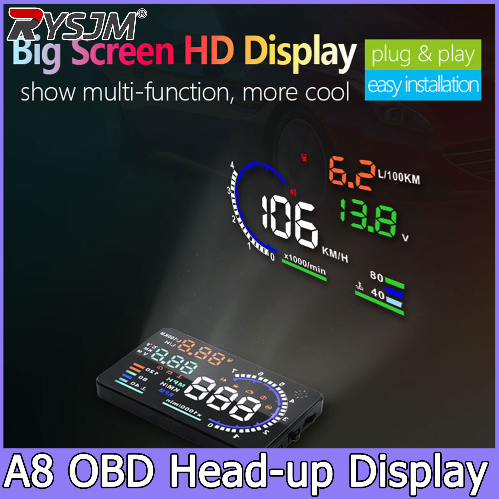 A8 OBD HUD Head-up Display Spe - огляд і ціна Obd2 Hud Speedometer Projector