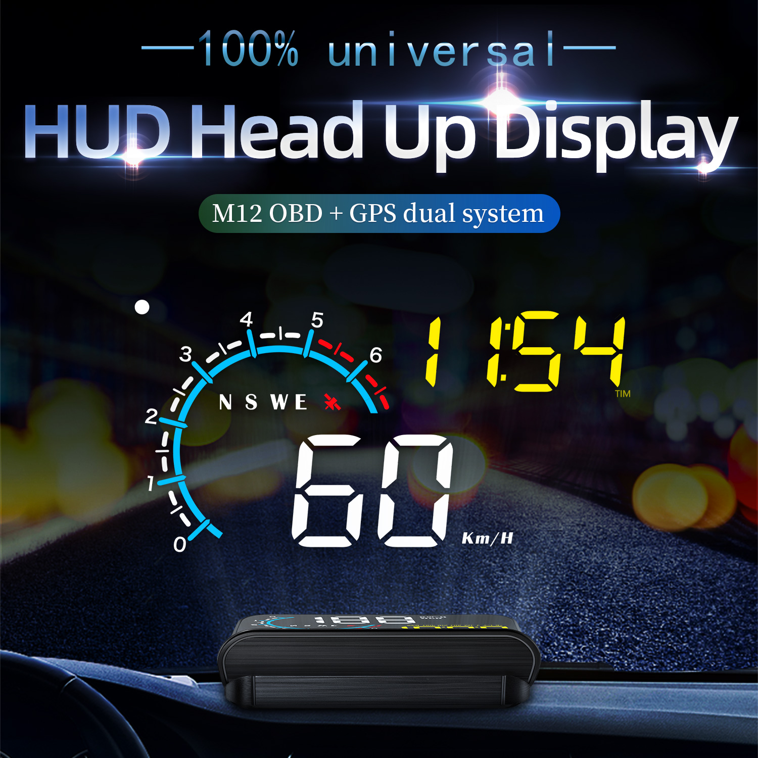 M12 OBD+GPS HUD Car Head Up Di - огляд і ціна Hud Reflection Film Windshield